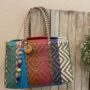 Maria Victoria | Dune Basket TOTE | Upcycled, Handwoven, Multicolor Basket NEW
